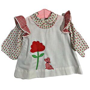 Vintage A-Line Floral Peter Pan Collar Embroidered Dress 12 Months